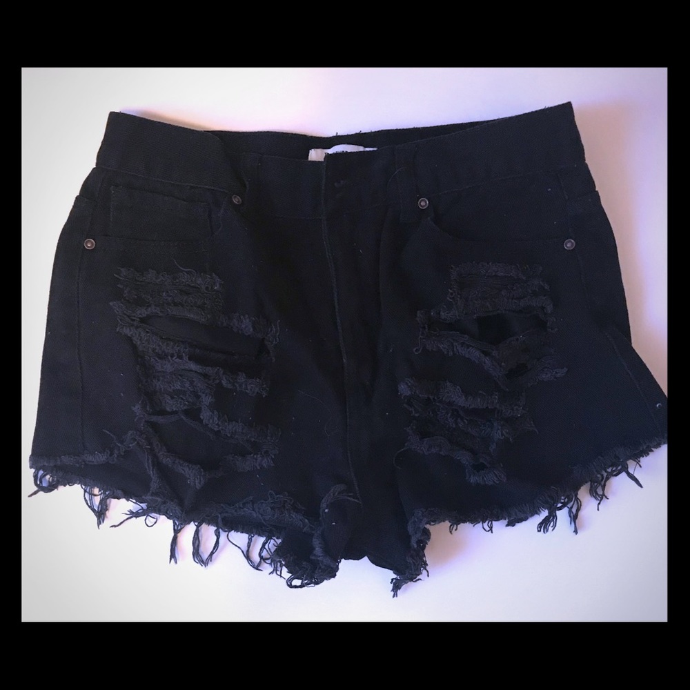 High Waist Distressed Shorts